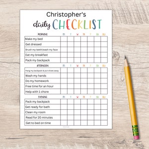 Kids Daily Checklist Editable | Kids Routine Chart | Kids Responsibility Chart | Daily Routine Schedule | Summer Daily Checklist | PDF