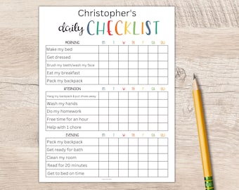 Kids Daily Checklist Editable | Kids Routine Chart | Kids Responsibility Chart | Daily Routine Schedule | Summer Daily Checklist | PDF