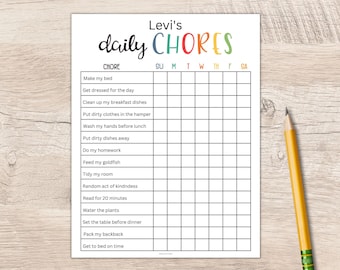 Editable Chore Chart | Kids Chore Chart | Chore Chart Printable | Chore Chart for Kids Printable | Printable Daily Chores | Editable PDF