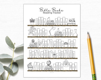 Bibel Bücherregal Ausmalbilder Zum Ausdrucken | Bibel Buch Tracker Printable | 365 Tage der Bibel | Bibel Leseplan Printable | Bibel Bücherregal
