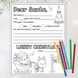 Brief an den Weihnachtsmann Malseite | Lieber Weihnachtsmann Brief | Kinderbrief an den Weihnachtsmann | Weihnachtswunschliste | Last Minute Brief an Santa