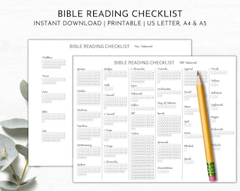 Bible Reading Checklist | Bible Reading Plan | 365 Days of the Bible | Bible Book Tracker Printable | Bible Books Coloring Log PDF