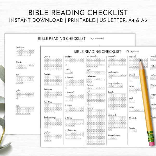 Bible Reading Checklist | Bible Reading Plan | 365 Days of the Bible | Bible Book Tracker Printable | Bible Books Coloring Log PDF