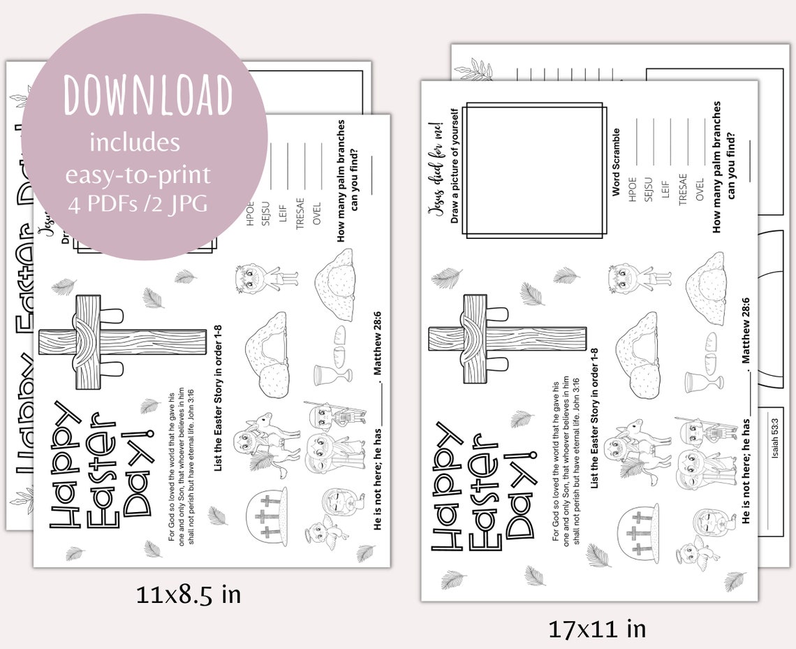 Christian Easter Placemat Activities Easter Placemat Etsy