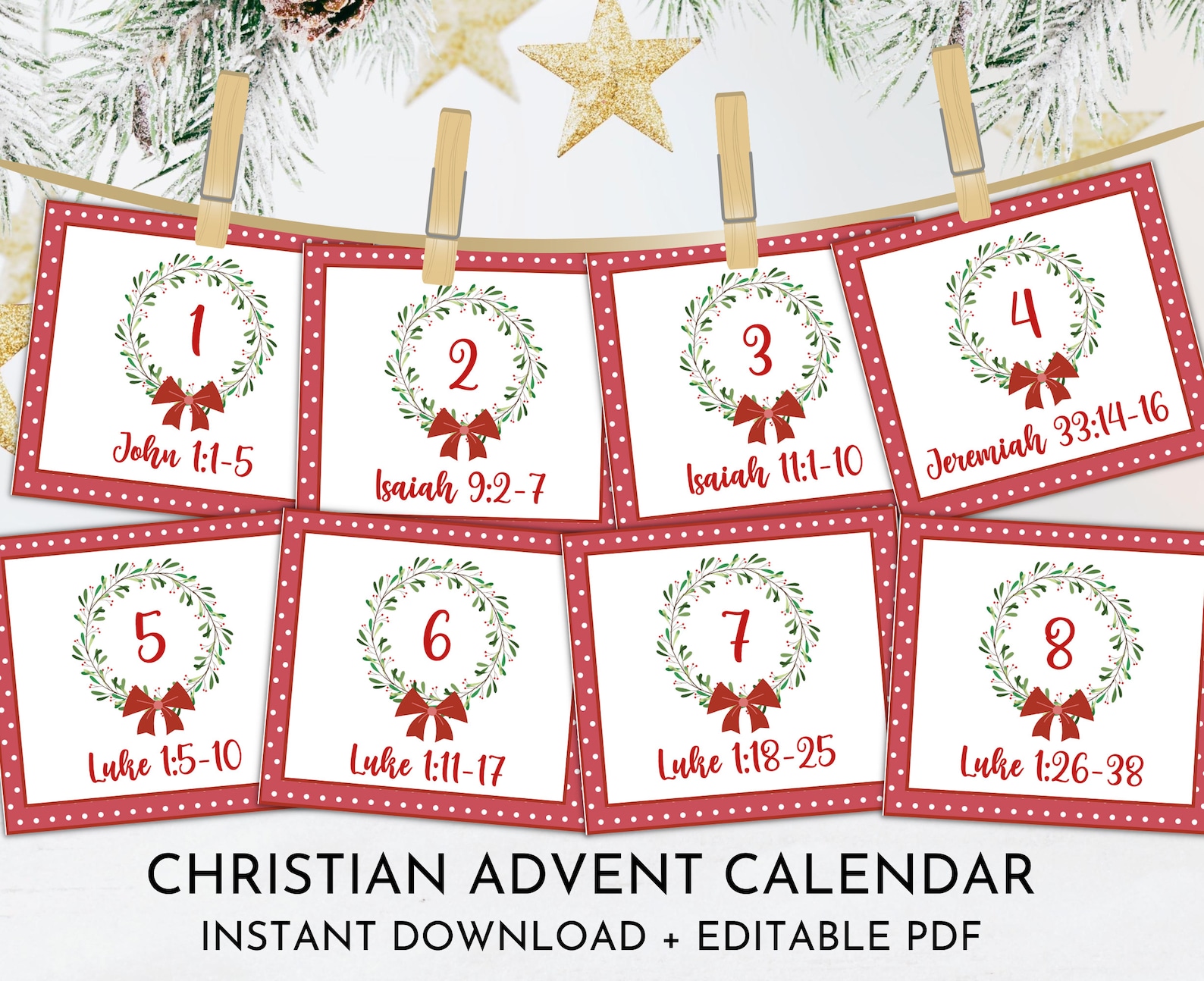 Christmas Advent Calendar Printable Christian Advent - Etsy