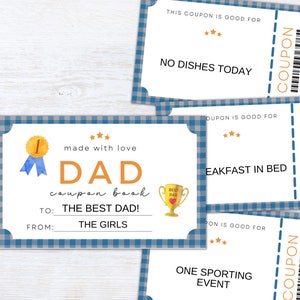 Dad Coupon Book | Father&#39;s Day Coupon Book | Printable Coupons for Dad | Editable Dad&#39;s Coupon Book | Last Minute Birthday Gift for Dad