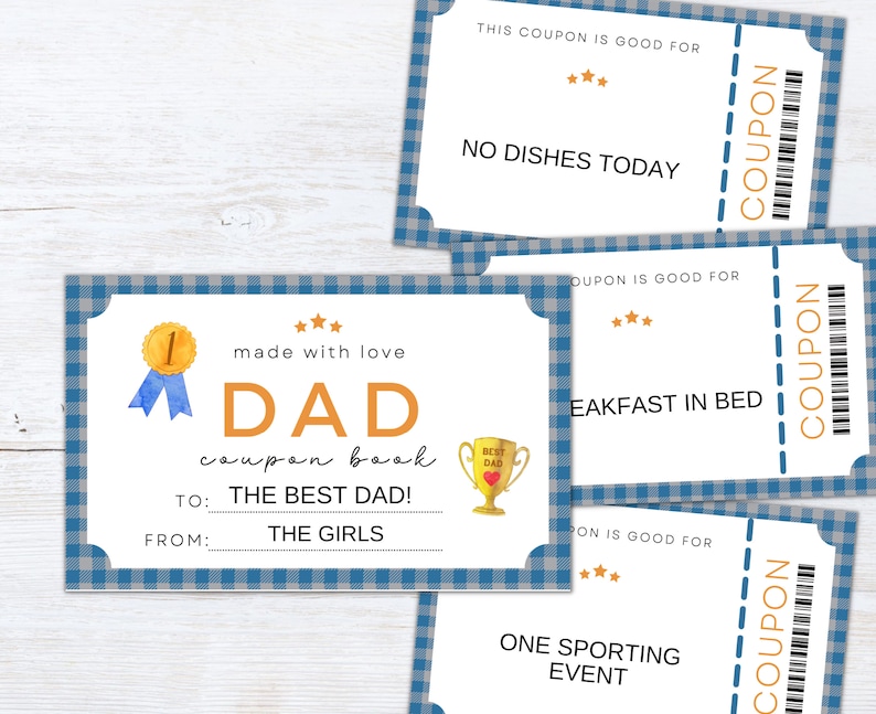 Coupon Book For Dad: Unique Pre-Filled And Blank Coupon Vouchers For A