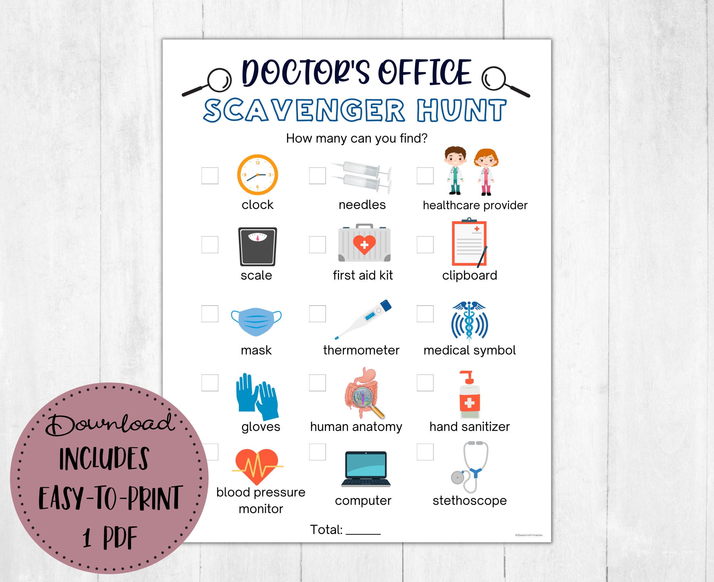 Doctor's Office Scavenger Hunt Printable Medical Office Etsy