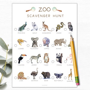 Zoo Scavenger Hunt Printable for kids | Animal Scavenger Hunt | Zoo Scavenger Hunt Ideas | Zoo Birthday Theme | Outdoor Scavenger Hunt