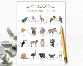Zoo Scavenger Hunt Printable for kids | Animal Scavenger Hunt | Zoo Scavenger Hunt Ideas | Zoo Birthday Theme | Outdoor Scavenger Hunt