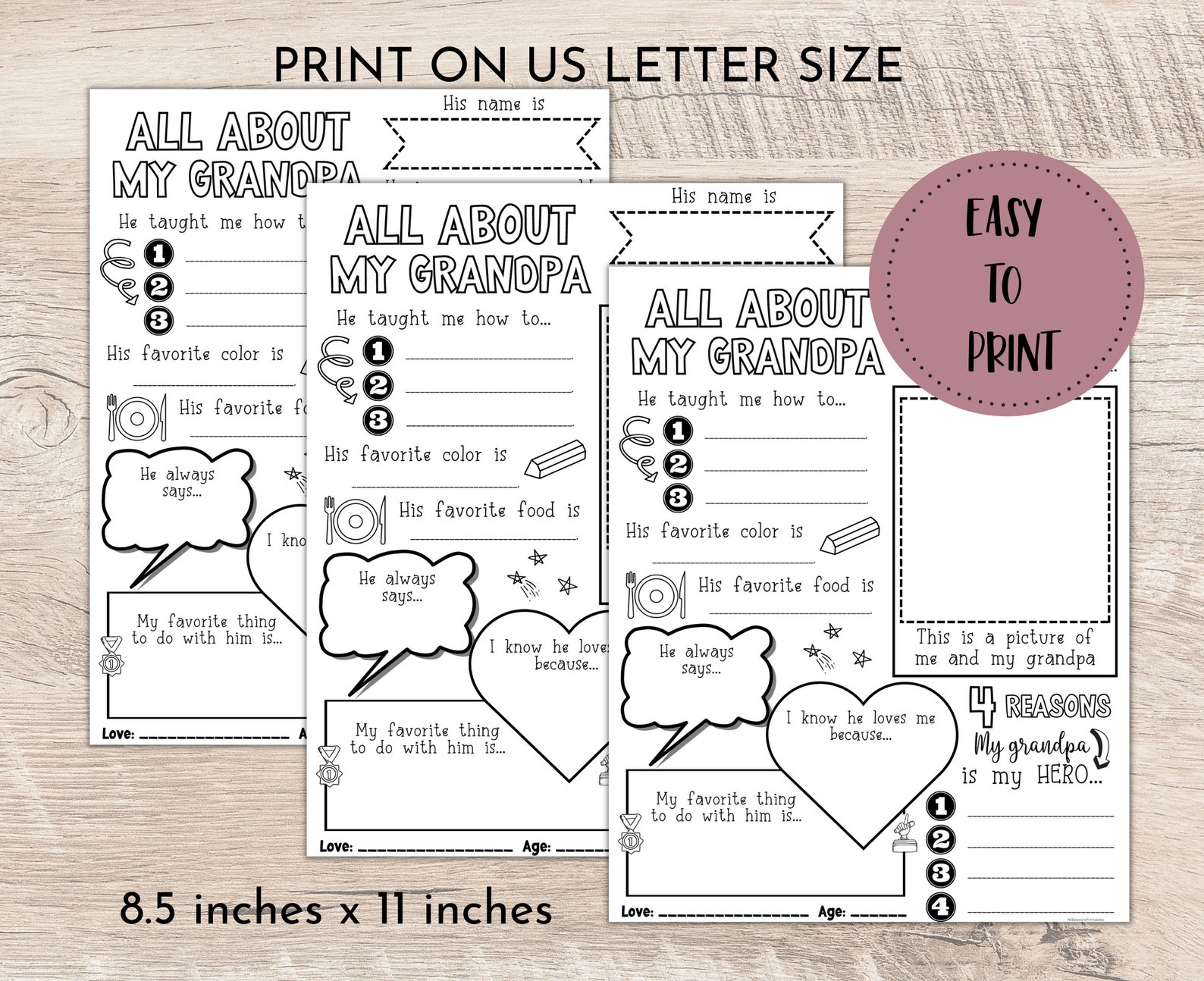 All About My Grandpa Printable All About My Grandpa - Etsy