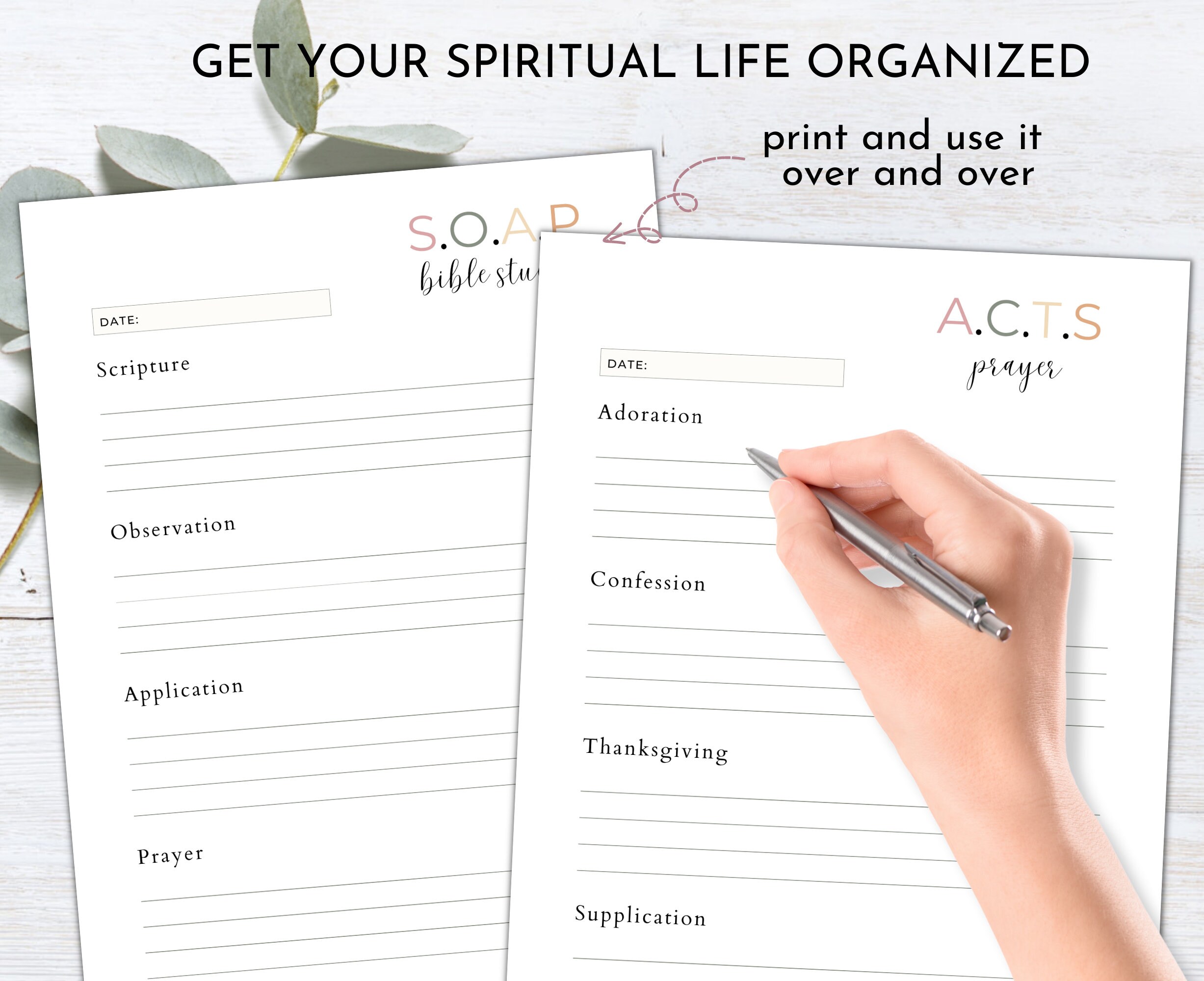 Christian Bible and Prayer Journal Planner | Bible Study Journal ...