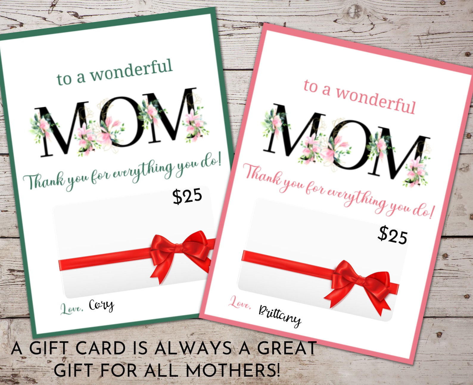 Gift for Mom | Printable Mothers Day Gift Card Holder | Thank You Gift ...