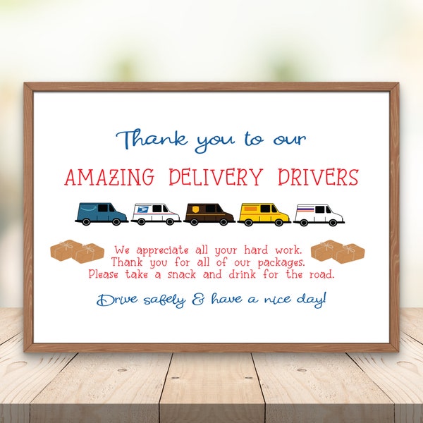 Delivery Drivers Thank You Sign Printable | Delivery Drivers Snack Sign | Thank You Delivery Sign Printable | Note to Delivery Drivers