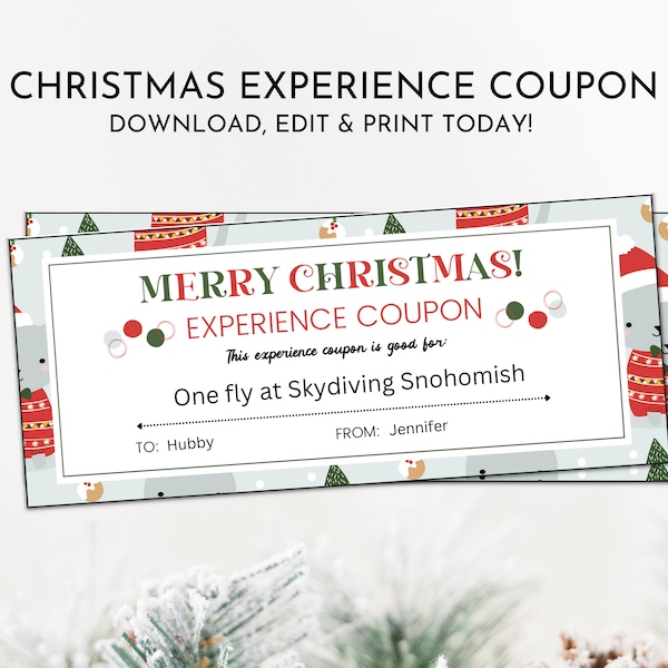 Christmas Experience Coupons Etsy
