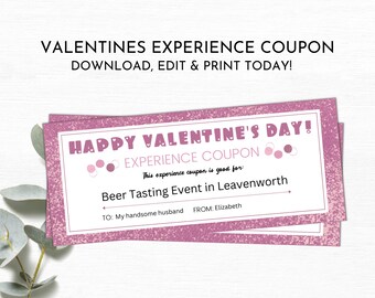 Valentines Experience Coupon | Editable Valentines Coupons | Valentines Day Gift for Him | Gift for Her | Valentines Coupons for Kids