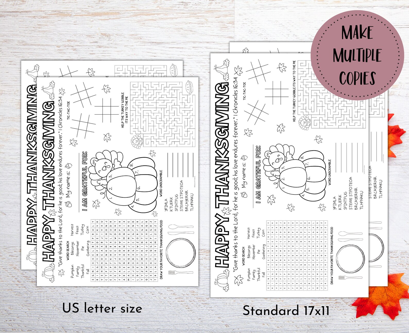 Christian Thanksgiving Activity Placemat | Family Dinner, Sunday School ...