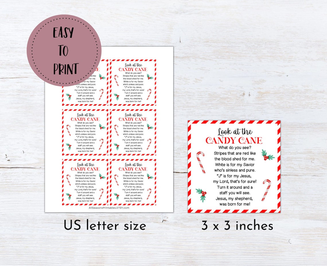 Legend of the Candy Cane Gift Tags, Meaning of Christmas