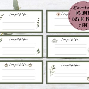 I Am Thankful for Cards Printable | Thanksgiving Gratitude Card ...