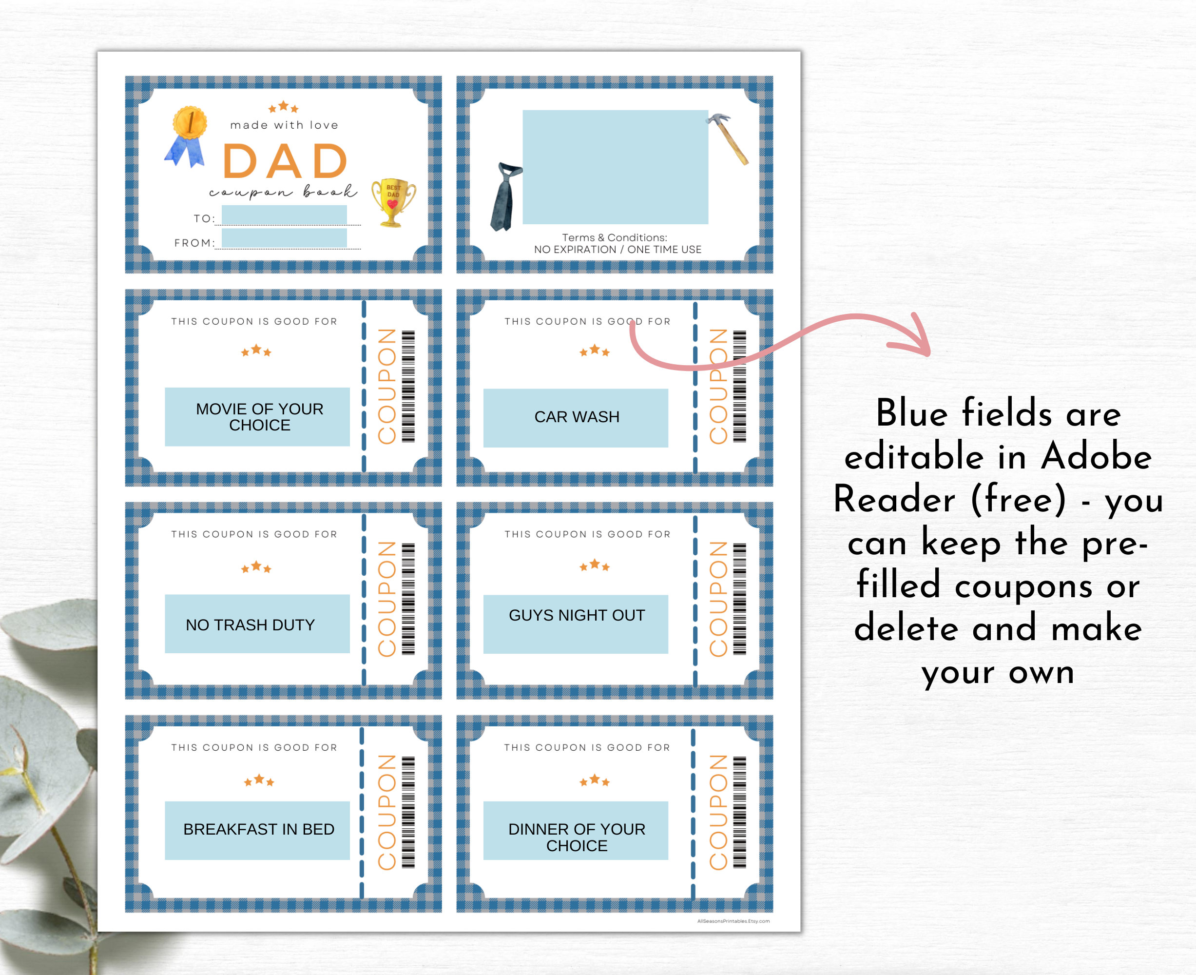 Dad Coupon Book Father #39 s Day Coupon Book Printable Etsy