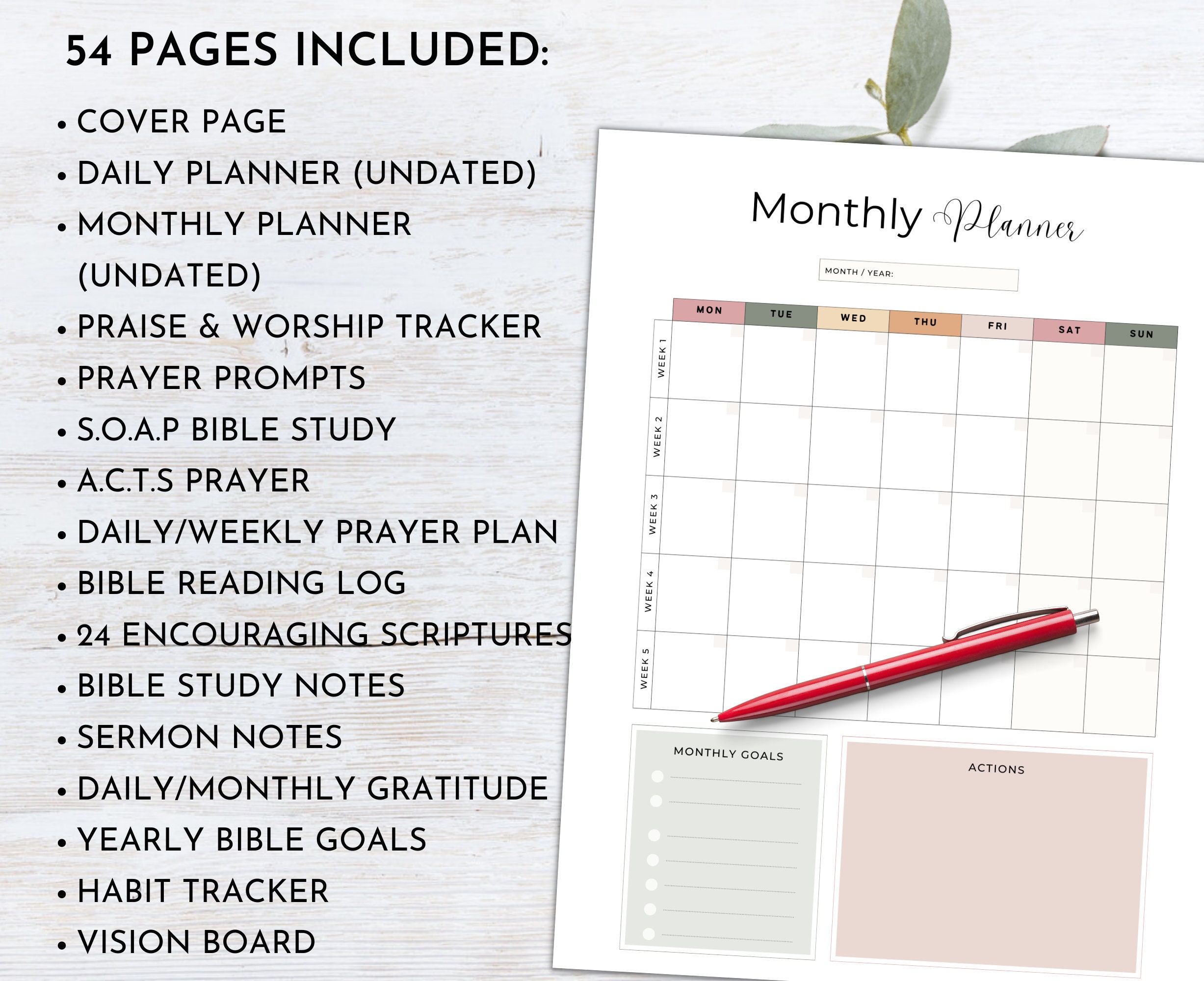 Christian Bible and Prayer Journal Planner | Bible Study Journal ...