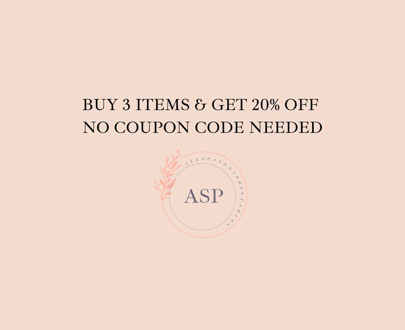 Puede incluir: Un gr&aacute;fico rosa y blanco con el texto "BUY 3 ITEMS & GET 20% OFF NO COUPON CODE NEEDED". Un dise&ntilde;o floral con el texto "ASP" est&aacute; en la esquina inferior derecha.
