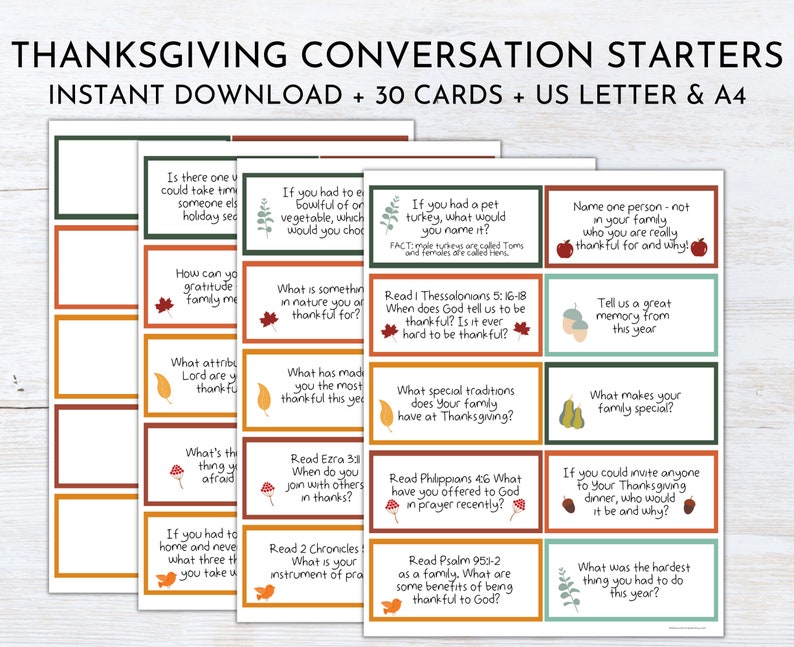 Christian Thanksgiving Conversation Starters Thanksgiving - Etsy