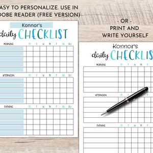Kids Daily Checklist Editable | Kids Routine Chart | Kids ...