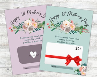 Geschenk für neue Mutter | Erstmalige Mutter Geschenkkartenhalter | Druckbare Muttertagsgeschenkkarte | Kaffee Kartenhalter | Muttertagsgeschenk
