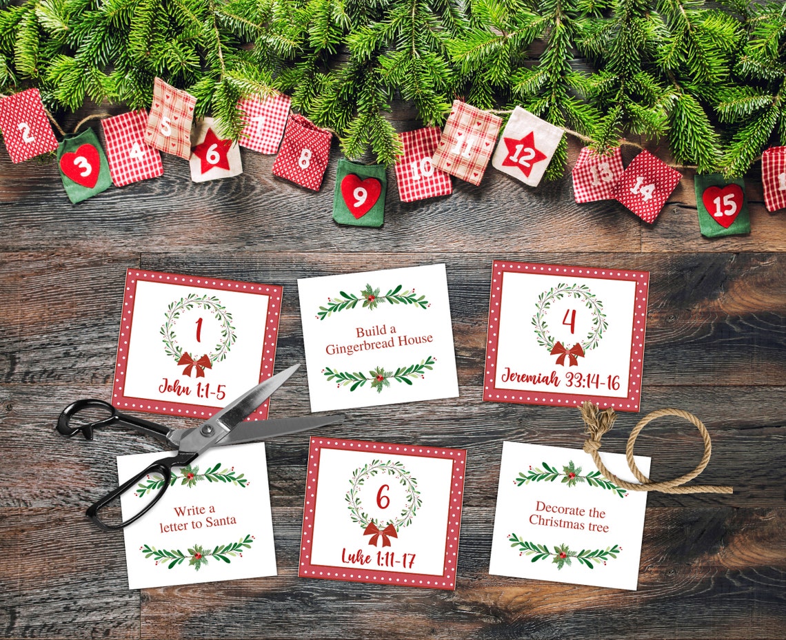 Christmas Advent Calendar Printable Christian Advent - Etsy
