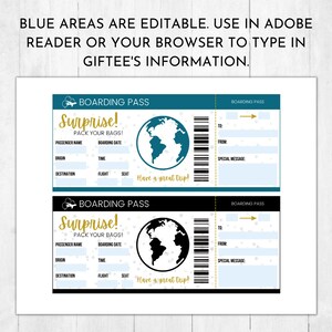 Printable Surprise Trip Ticket | Custom Airplane Ticket | Editable ...