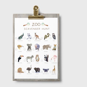 Zoo Scavenger Hunt Printable for Kids | Animal Scavenger Hunt | Zoo ...