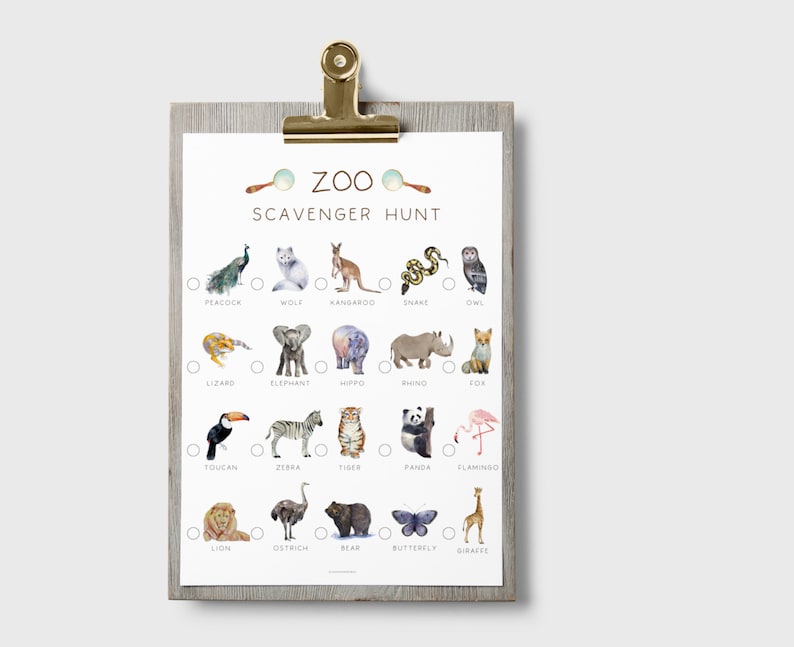 Zoo Scavenger Hunt Printable for Kids | Animal Scavenger Hunt | Zoo ...