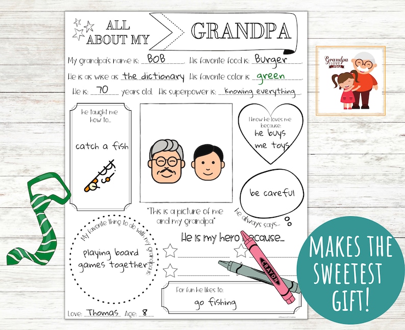 All About My Grandpa Printable All About My Grandpa Etsy