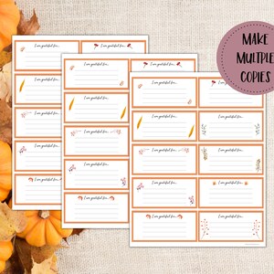 I am thankful for cards printable | Thanksgiving Gratitude Card Template | Printable Thankful Cards image 4