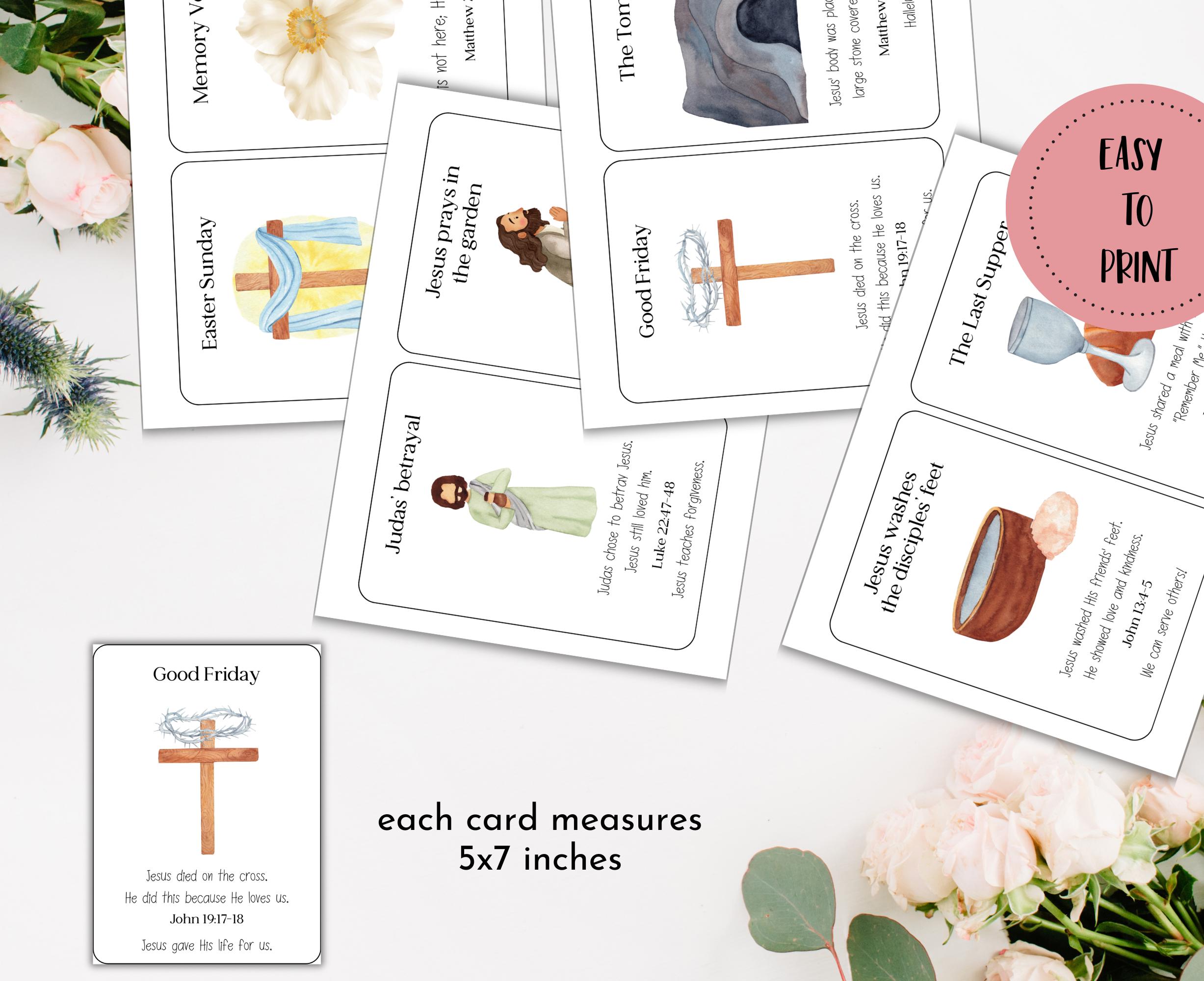 Easter Story Cards for Kids, Easter Nativity Countdown, Christian Holy ...