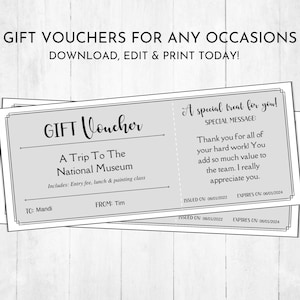 Chèque-cadeau modifiable | Modèle de chèque-cadeau | Chèque-cadeau personnalisé | Coupon cadeau de dernière minute
