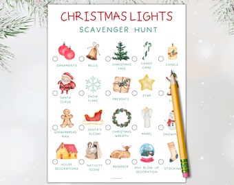 Christmas Lights Scavenger Hunt | Holiday Scavenger Hunt | Christmas Lights Activity | Christmas Party for Kids | Holiday Lights Game