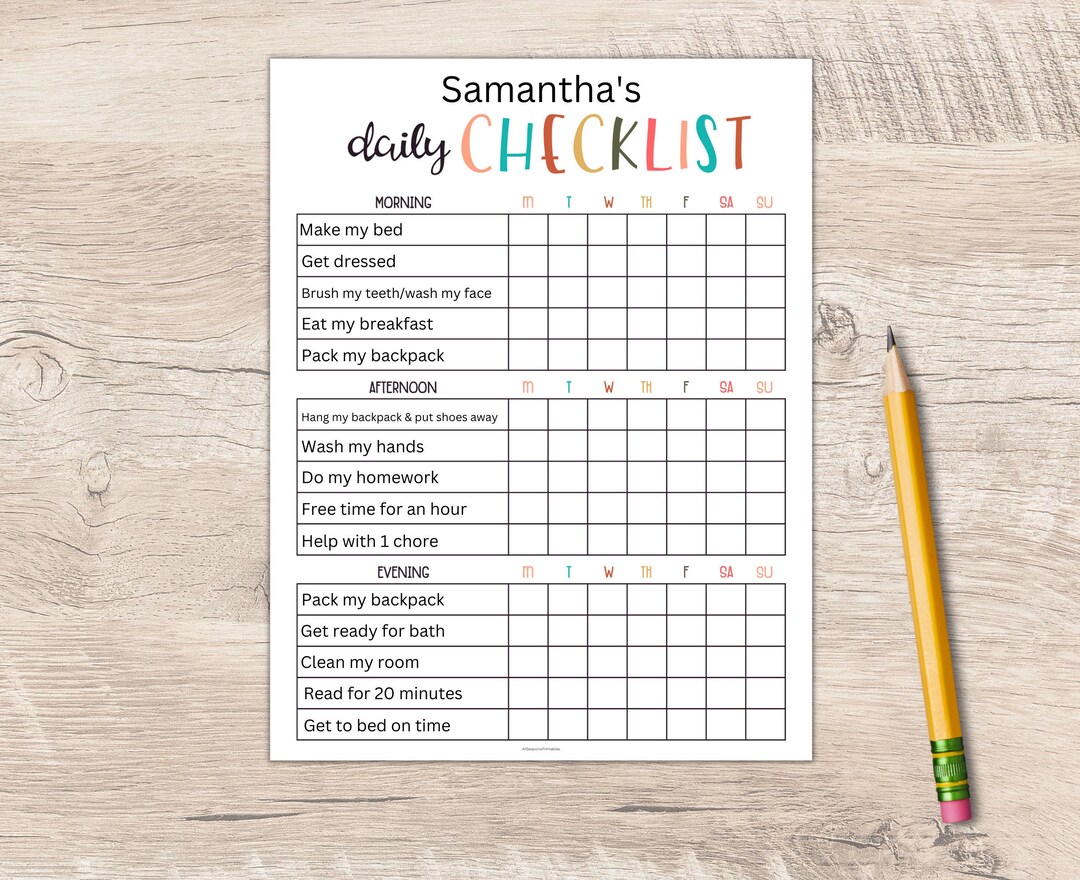 Kids Daily Checklist Editable | Kids Routine Chart | Kids ...