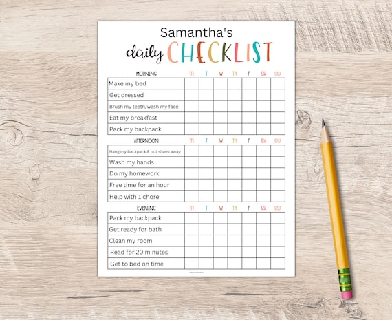Kids Daily Checklist Editable | Kids Routine Chart | Kids Responsibility Chart | Daily Routine Schedule | Summer Daily Checklist | PDF