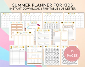 Summer Planner For Kids | Summer Reading Trackers For Kids | Summer Calendar For Kids | Daily Planner for kids | Have You Checklist