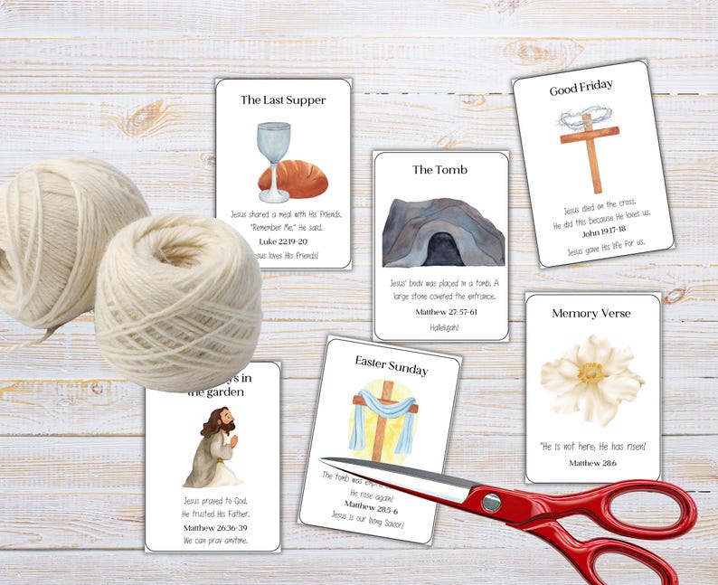 Easter Story Cards for Kids, Easter Nativity Countdown, Christian Holy ...