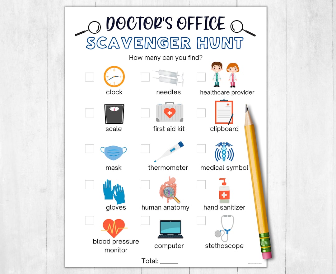 Doctor's Office Scavenger Hunt Printable Medical Office Scavenger Hunt