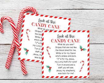 Legend of the Candy Cane Gift Tags, Meaning of Christmas Candy Cane, Candy Cane Poem Religious, The Candy Cane Story of Jesus Printable, PDF