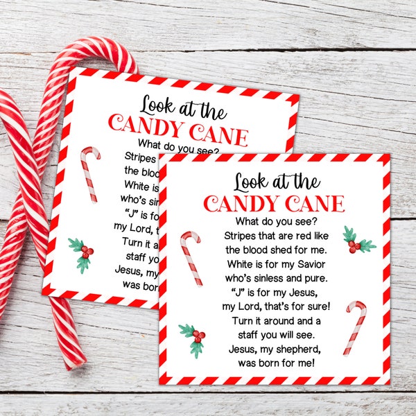 Legend of the Candy Cane Gift Tags, Meaning of Christmas Candy Cane, Candy Cane Poem Religious, The Candy Cane Story of Jesus Printable, PDF