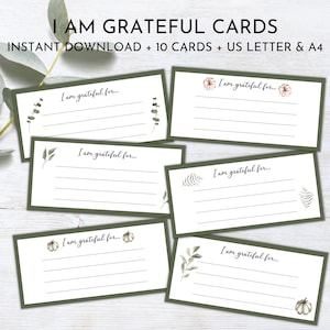 Je suis reconnaissant pour les cartes imprimables | Modèle de carte de remerciement de Thanksgiving | Cartes de remerciement imprimables