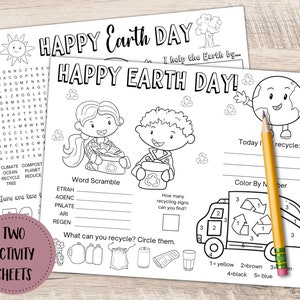 Earth Day Placemat Activities | Printable Earth Day Worksheets | Earth Day Placemats | 11 x 8.5 placemat activities | younger and older kids