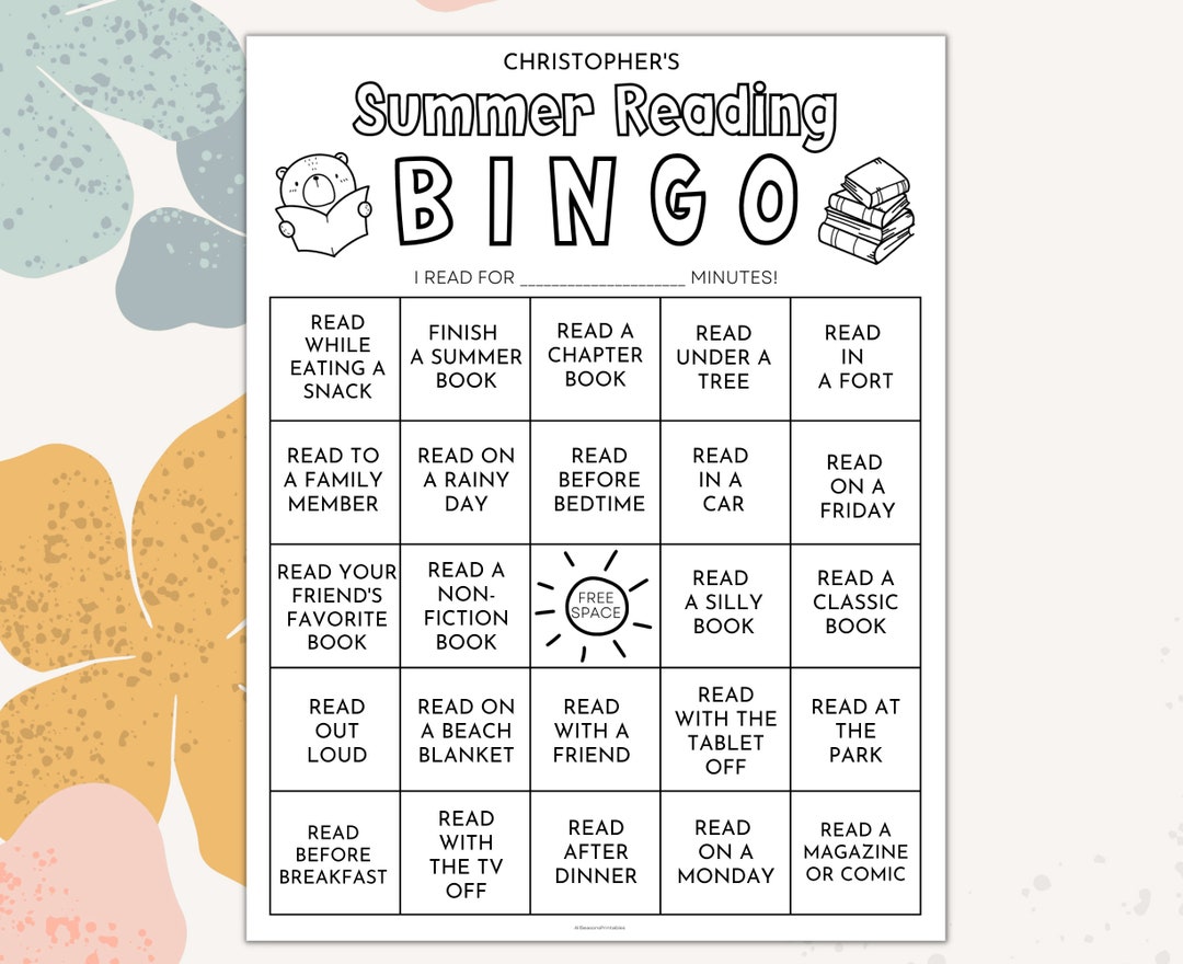 Summer Reading Bingo Challenge Printable | Summer Reading Bingo Sheet ...