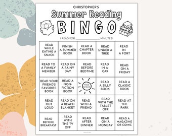 Summer Reading Bingo Challenge Printable | Summer Reading Bingo Sheet | Kids Summer Reading Challenge | Summer Reading Log |Editable PDF
