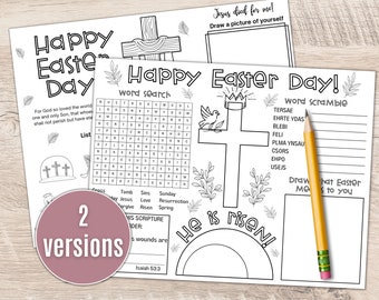 Christian Easter Placemat Activities | Easter Placemat Activity Sheet | Christian Easter Activities for kids |  8.5x11 in & 11 x 17 in